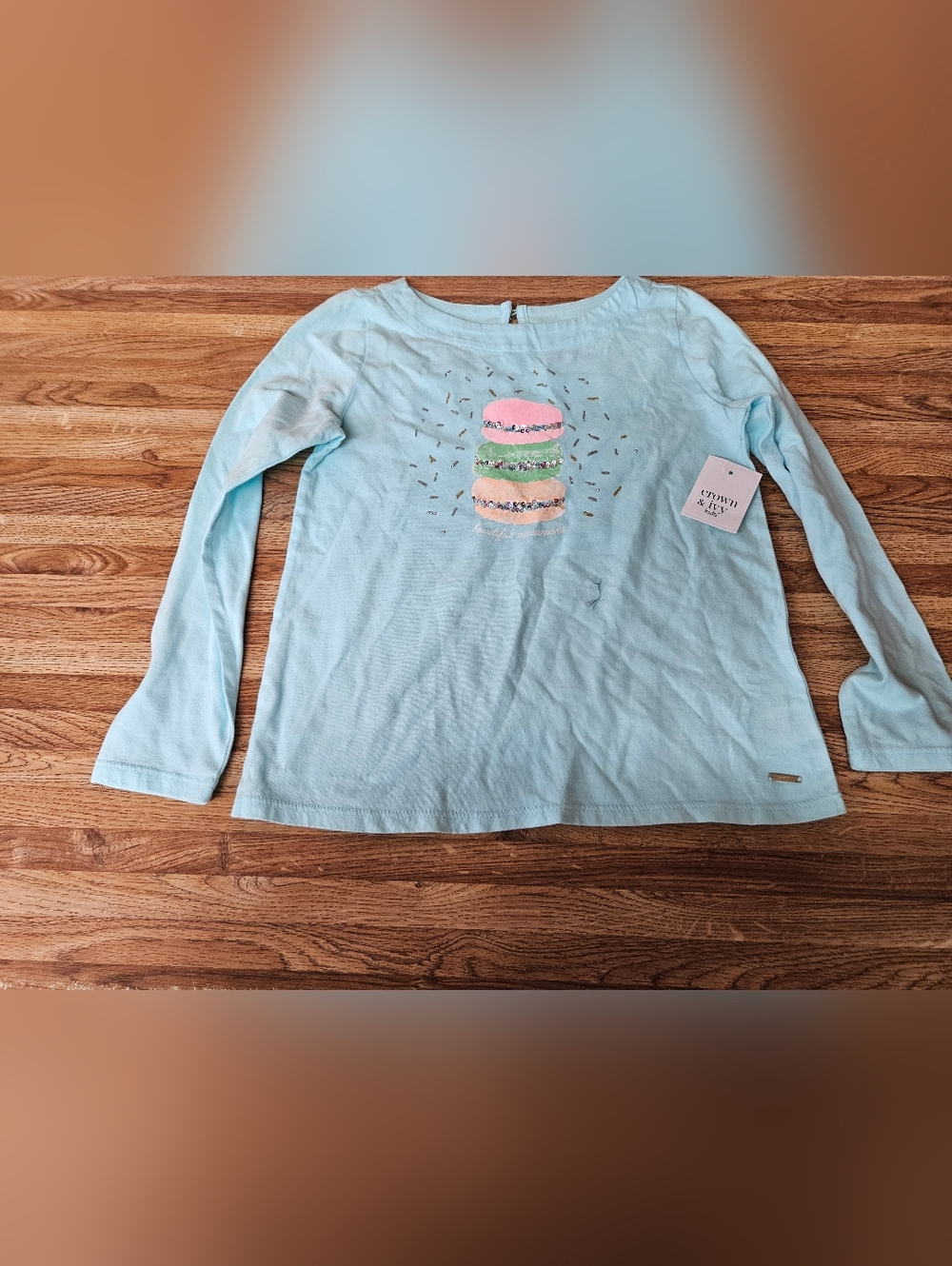 crown & ivy Light Blue Long Sleeve Macaron Stack Tee NWT